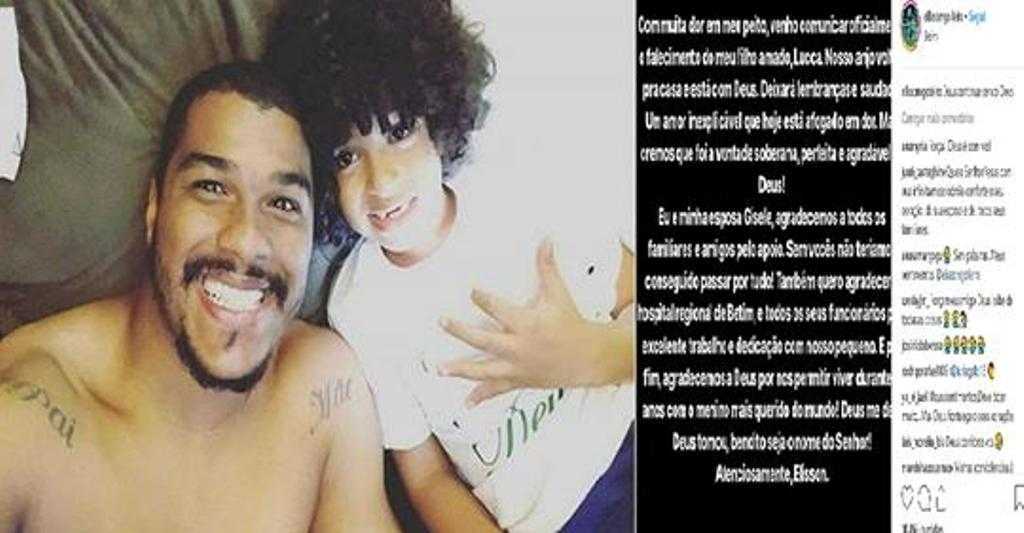 Goleiro Elisson publica carta de despedida do filho Lucca