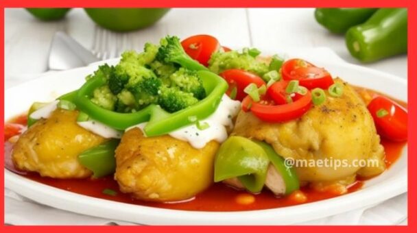 Pimentão recheado com frango e cream cheese