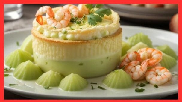 Suflé de Chuchu com Camarão Delicioso