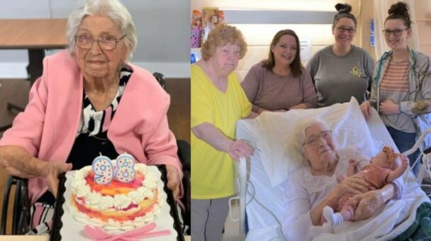 Mulher tem mais de 230 trinetos e se emociona ao ver pela primeira vez a tataraneta