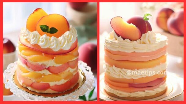 Bolo Com Camada de Pêssego e Creme